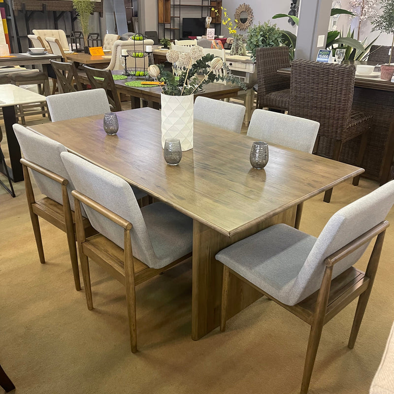 St Gallen Natural Tone & Light Gray Dining Room Set / 7pc