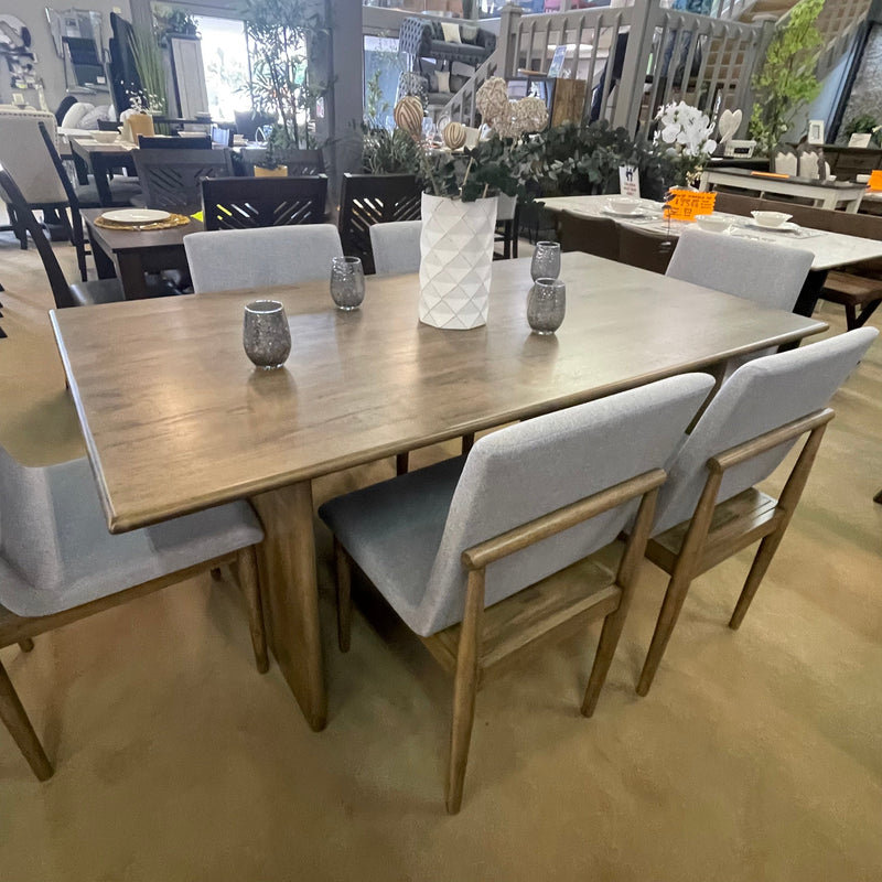 St Gallen Natural Tone & Light Gray Dining Room Set / 7pc