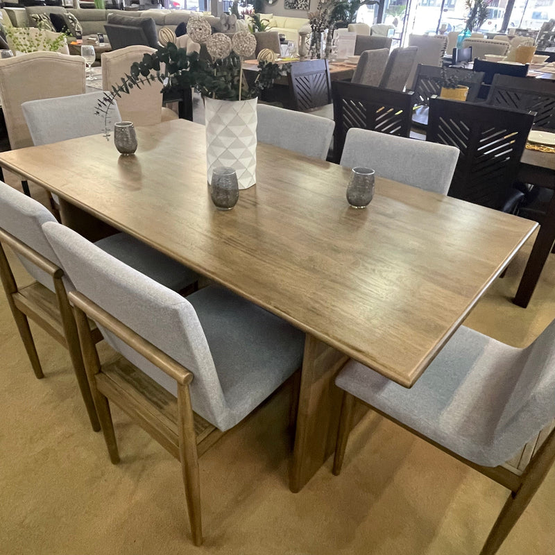 St Gallen Natural Tone & Light Gray Dining Room Set / 7pc