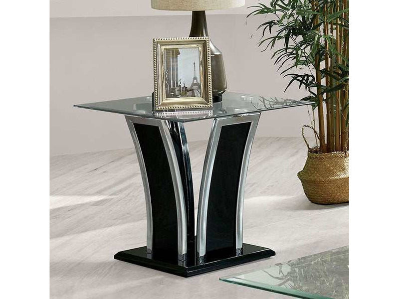 Staten Glossy Black/Chrome End Table