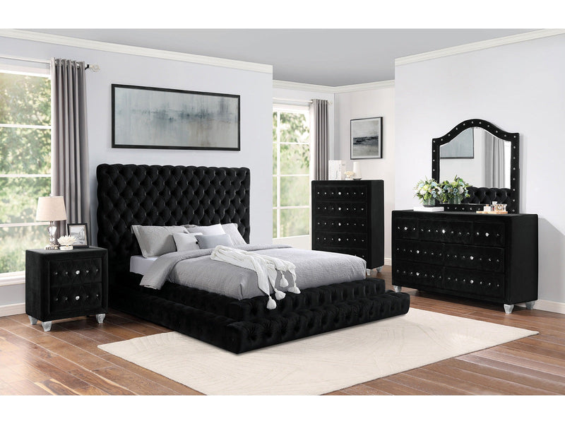 Stefania Black 5 Pc. Queen Bedroom Set w/ Chest