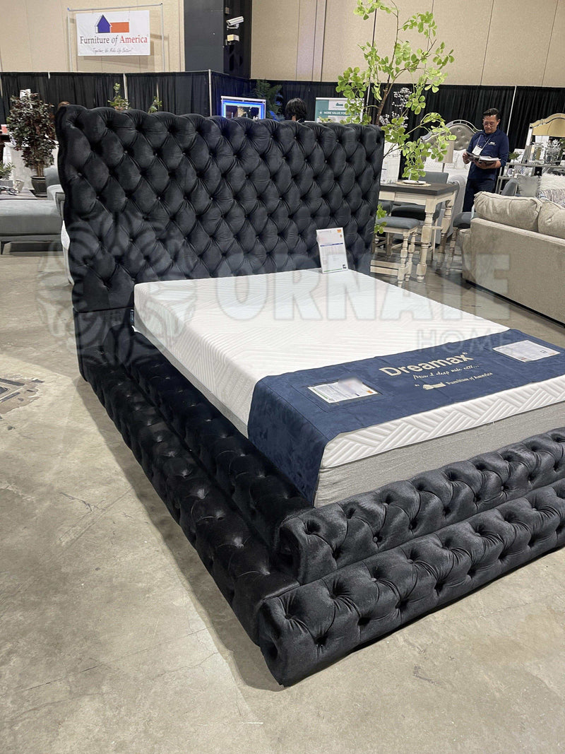 Stefania Black Queen Platform Bed