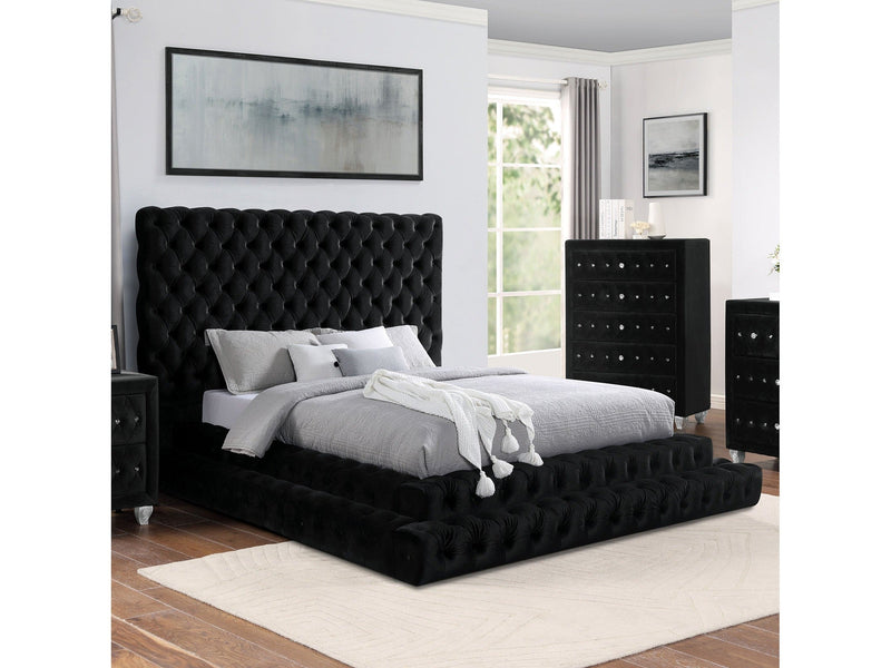 Stefania Black Queen Platform Bed