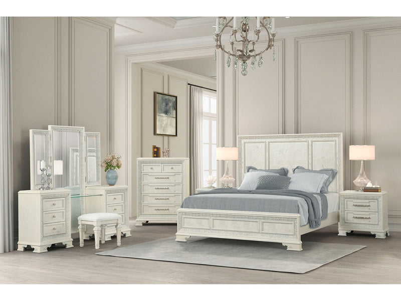 Stella Mia Creamy White Queen 5 Piece Bedroom Set w/2 Nightstands
