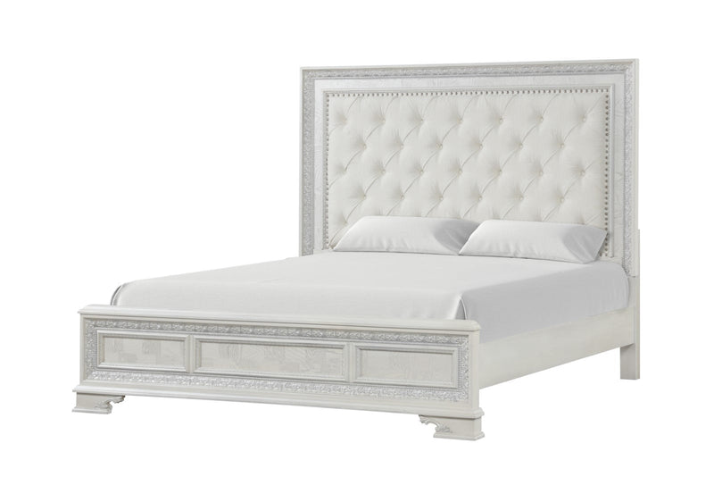 Stella Mia Creamy White Queen Full 5 Piece Bedroom Set w/2 Nightstands