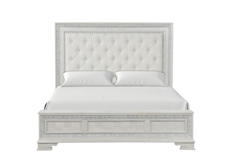 Stella Mia Creamy White Queen Full 5 Piece Bedroom Set w/2 Nightstands