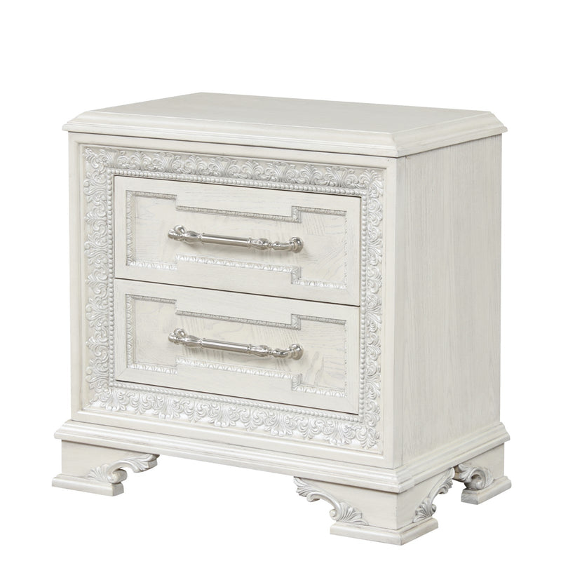 Stella Mia Creamy White Queen Full 5 Piece Bedroom Set w/2 Nightstands
