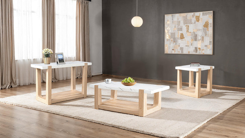 Sundbry White/Natural End Table