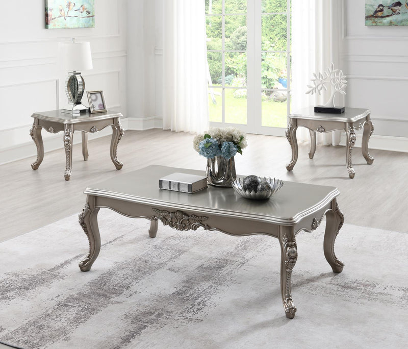 Uriah Champagne Silver Loveseat Living Room Collection