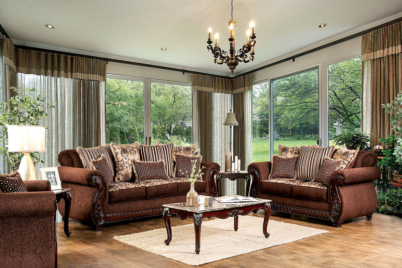 Tabitha Brown & Gold Stationary Loveseat