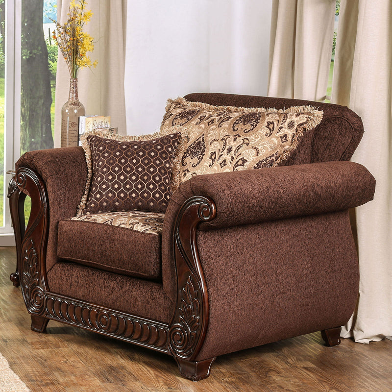 Tabitha Brown & Gold Stationary Loveseat