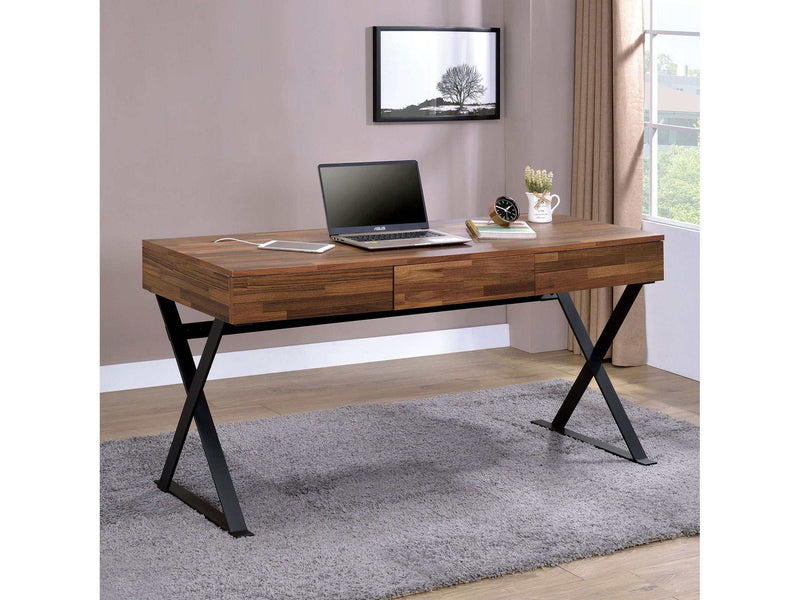 Tensed Dark Oak & Matte Black Desk