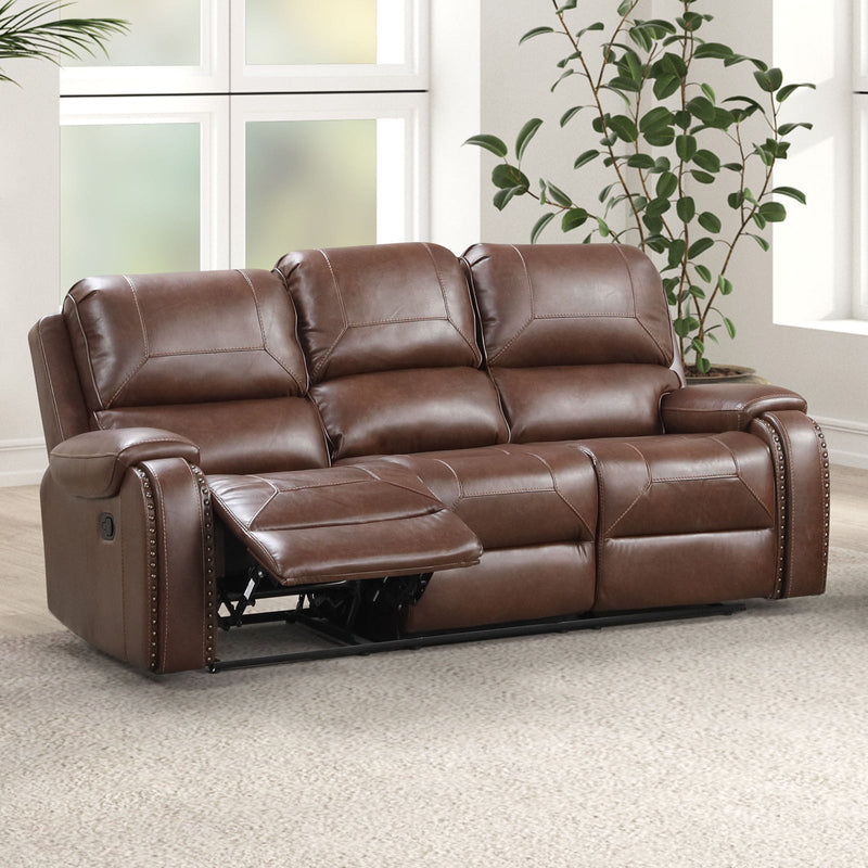 Tepic Brown Leatherette 3 Piece Living Room Set