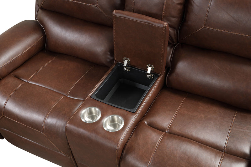 Tepic Brown Leatherette Loveseat