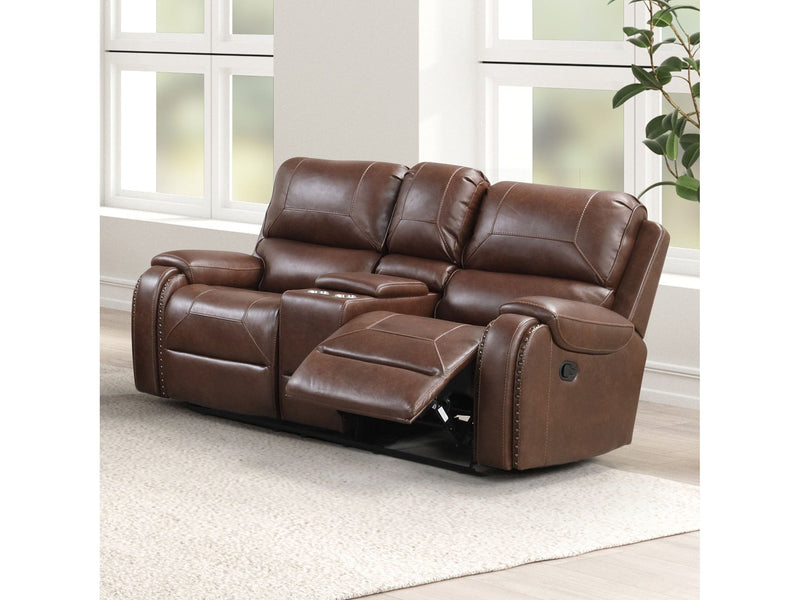 Tepic Brown Leatherette Loveseat