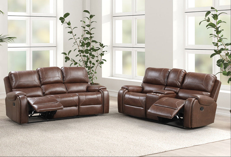 Tepic Brown Leatherette Sofa