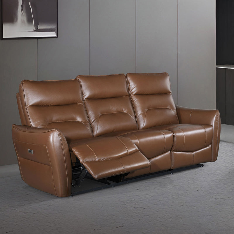 Terentius Caramel Brown Leather Match Reclining Living Room Set