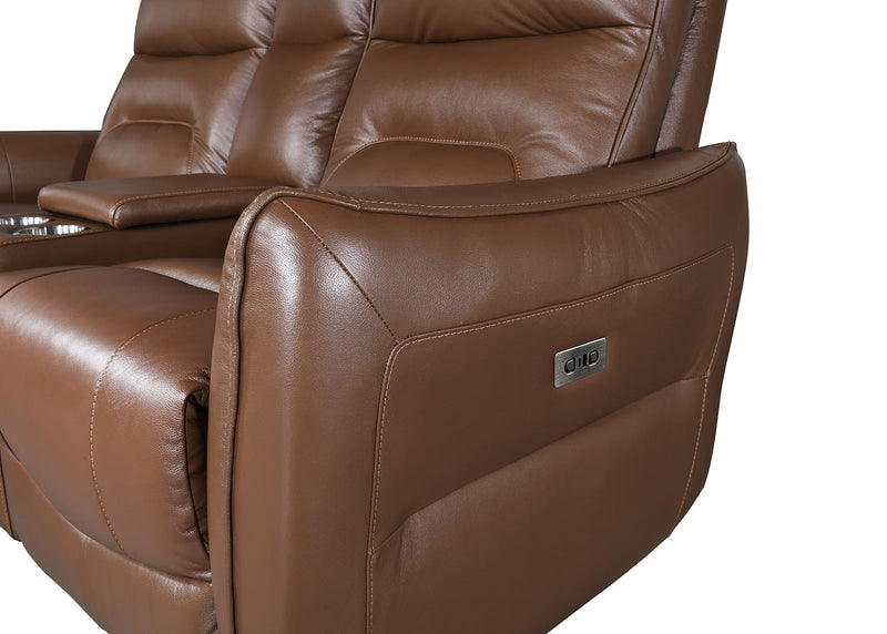 Terentius Caramel Brown Leather Match Reclining Loveseat