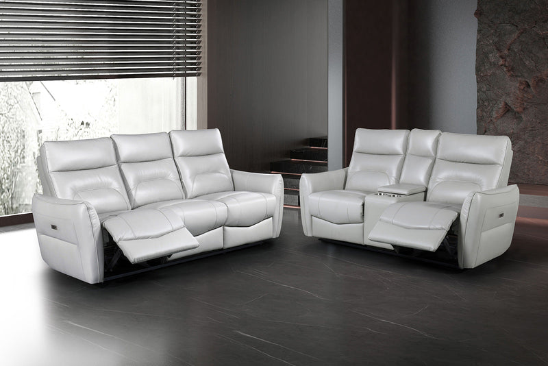 Terentius Taupe Leather Match Reclining Loveseat