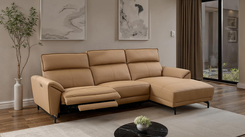 Themis Light Brown Power Sectional