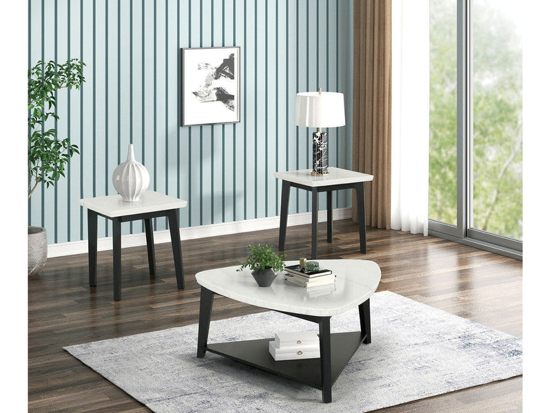 Thisted White/Black Triangle Marble Coffee Table