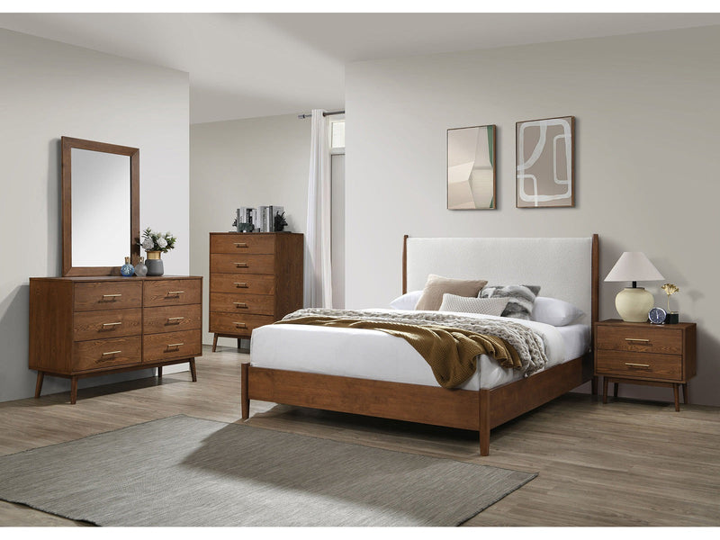 Thusis Walnut/Beige 5 Pc. Queen Bedroom Set w/ 2NS
