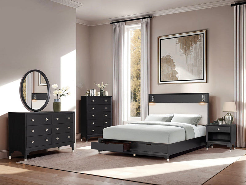 Torrance Black Nightstand w/ USB