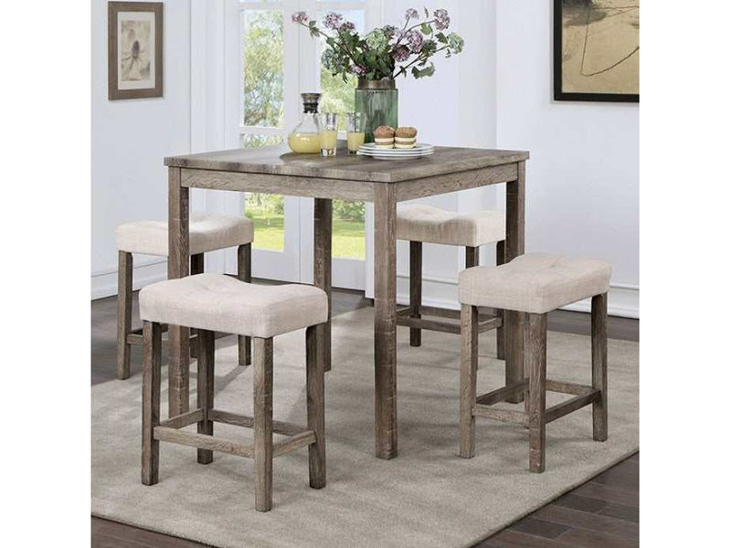 Torrean Gray & Beige Counter Height Dining Set / 5pc