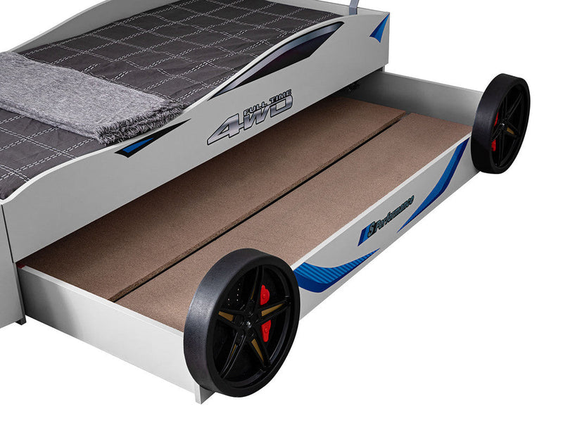 Tracklite White Car Bed w/ Trundle