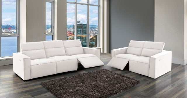 Treharris White Power Reclining Sofa