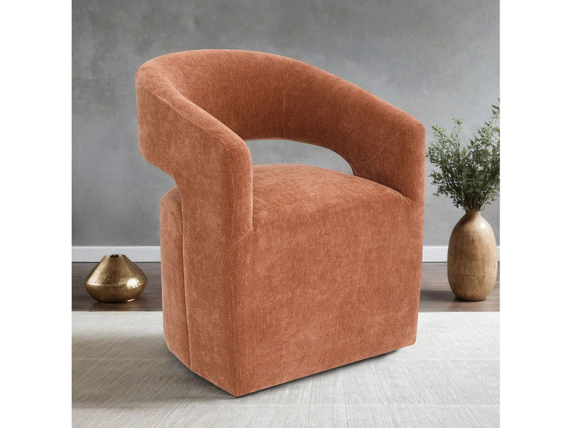 Tresa Rustic Orange Dining Arm Chair w/ Casters