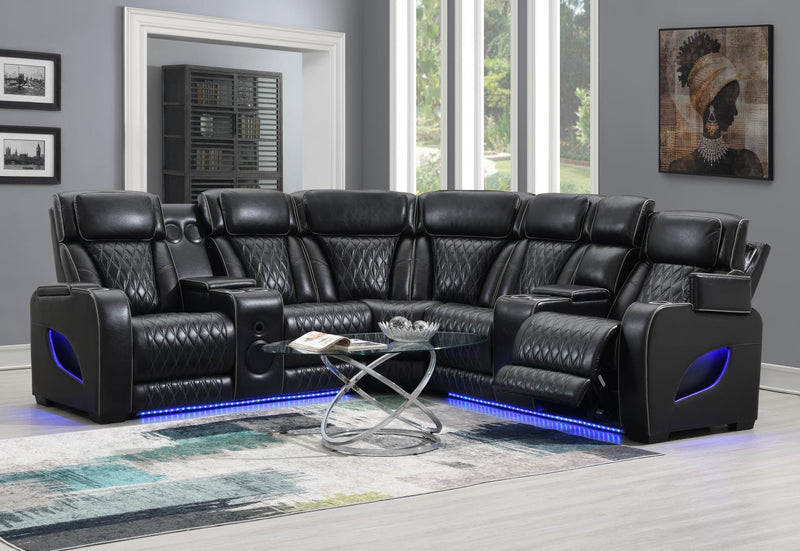 Brindon Black Power Reclining Sectional
