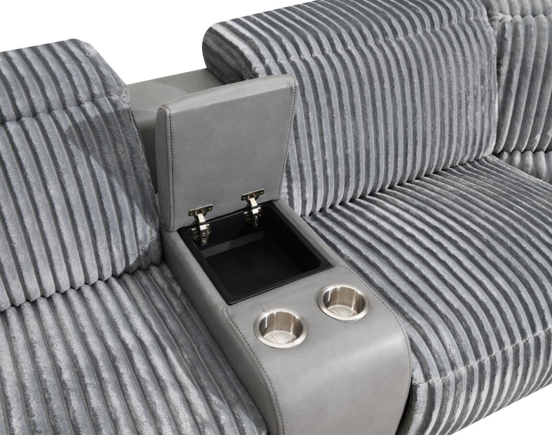 Elle Gray Power Reclining Sectional W/Power Headrest