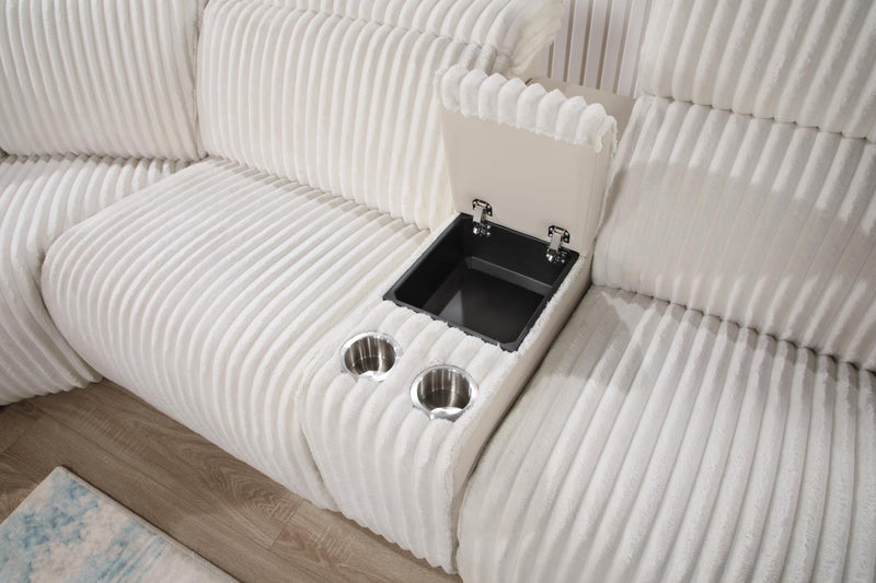 Elle Beige Power Reclining Sectional W/Power Headrest