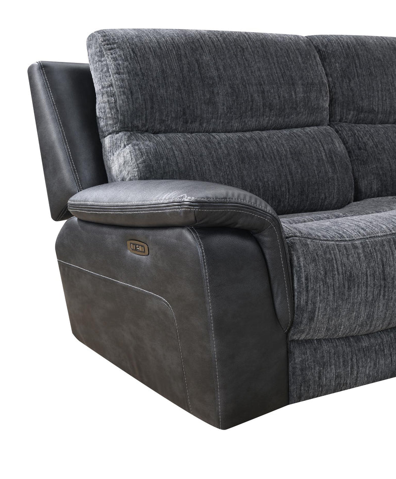 Hazel Charcoal Gray Power Reclining Sectional W/Power Headrest