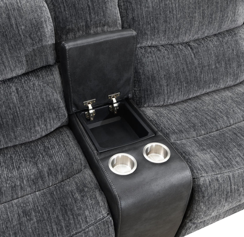 Hazel Charcoal Gray Power Reclining Sectional W/Power Headrest
