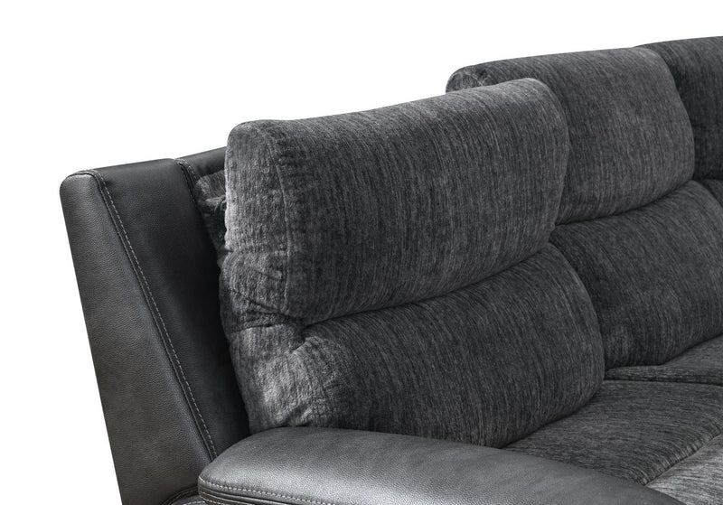 Hazel Charcoal Gray Power Reclining Sectional W/Power Headrest