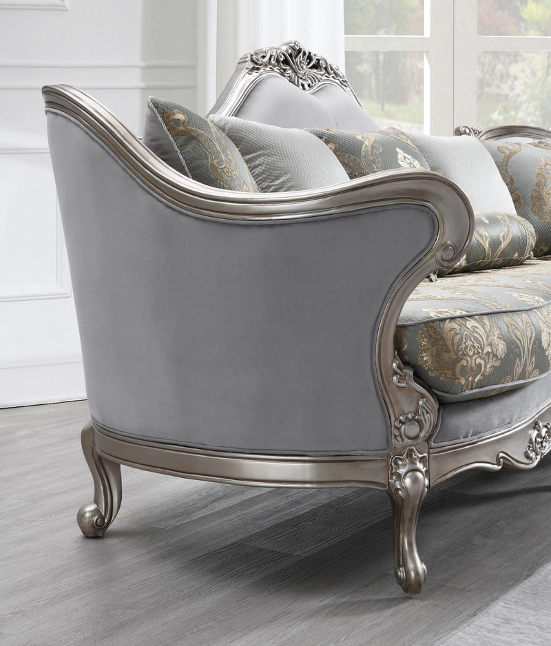 Uriah Champagne Silver Loveseat Living Room Collection