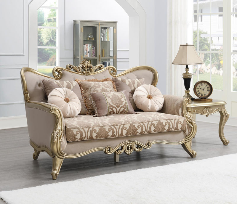 Valor Champagne Gold Loveseat Living Room Collection