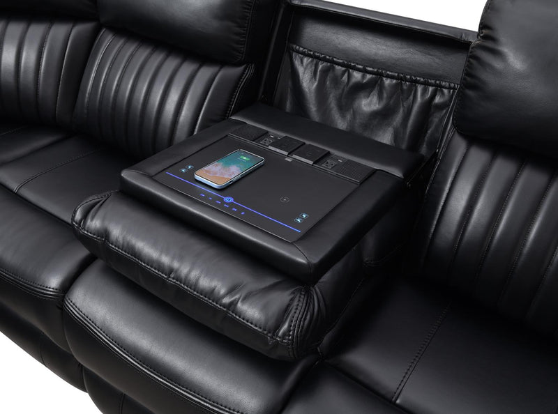 Atronia Black Power Reclining Sectional W/Screen
