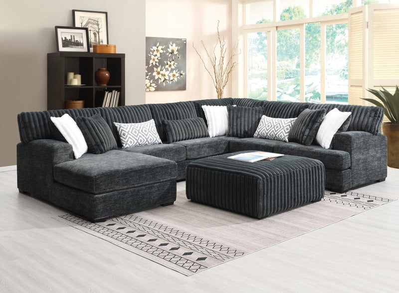 Doyline Charcoal Gray Sectional Living Room Collection