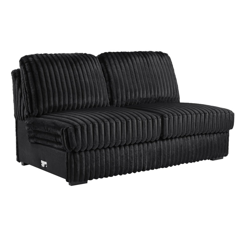 Landon Black Corduroy Sectional Living Room Collection