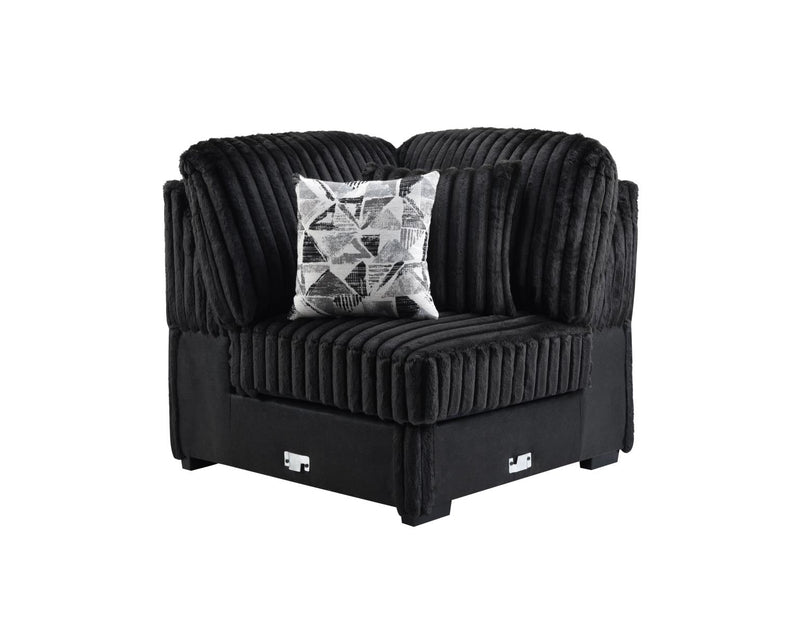 Landon Black Corduroy Sectional Living Room Collection