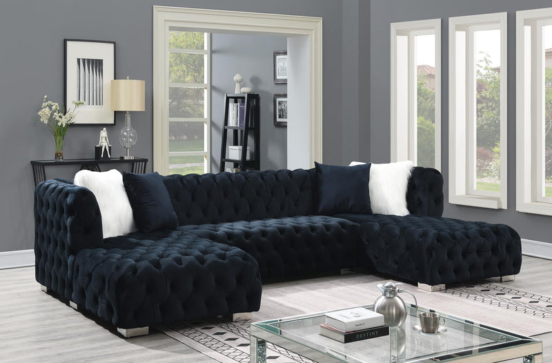 Carlin Black Sectional Living Room Collection