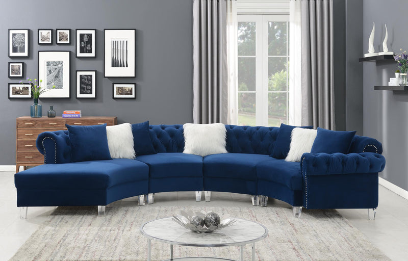 Eris Navy Blue Velvet Sectional Living Room Collection
