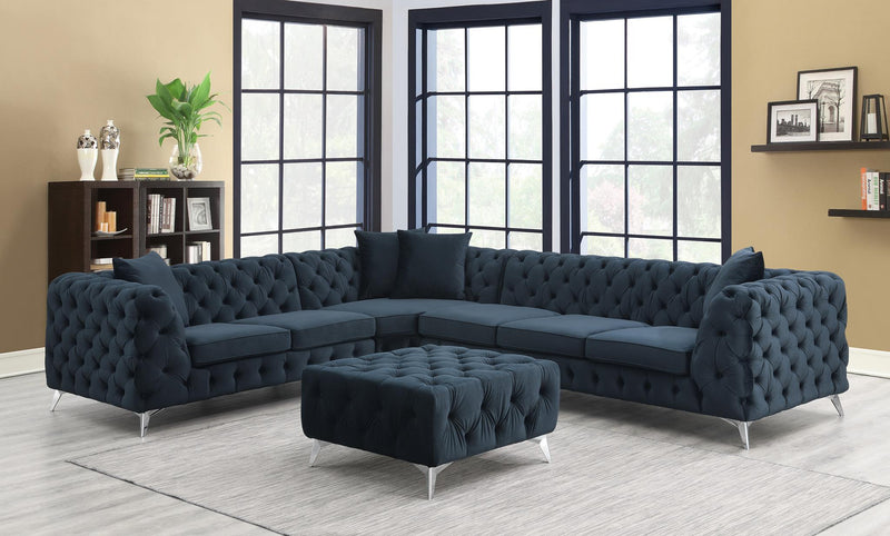 Aspen Black Velvet Sectional Living Room Collection