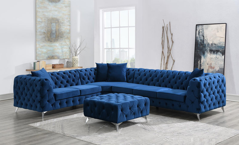 Aspen Blue Velvet Sectional Living Room Collection
