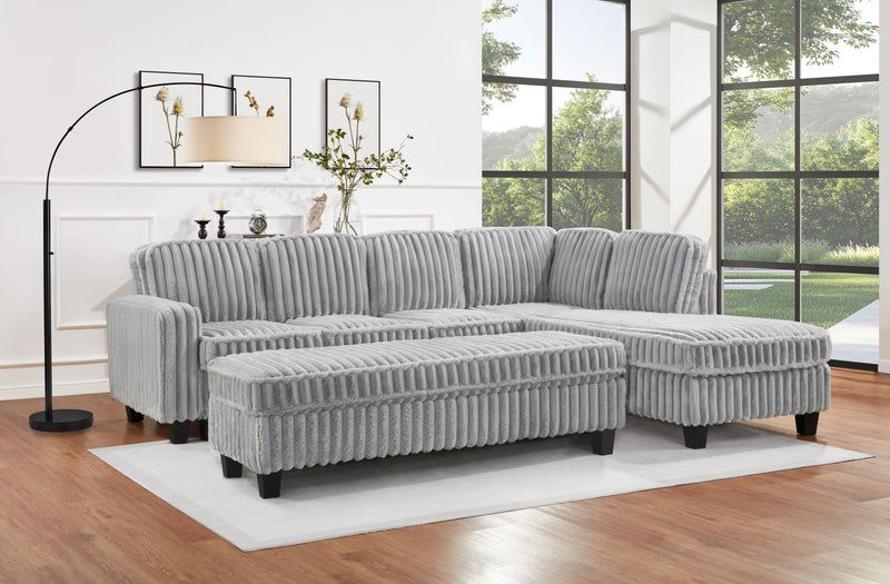 Elvira Gray Corduroy Sectional Living Room Collection