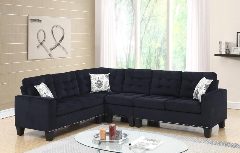 Edie Black Velvet Sectional Living Room Collection