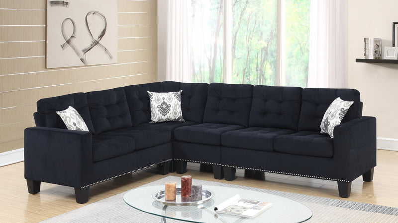 Edie Black Velvet Sectional Living Room Collection